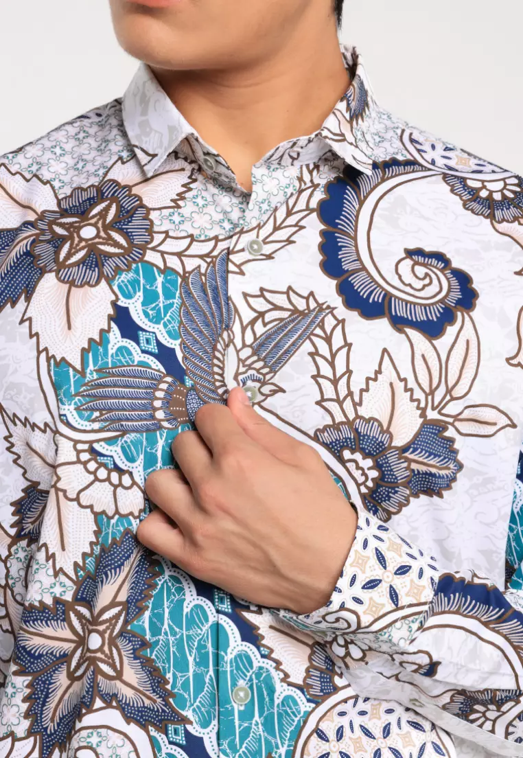 MOC - Kemeja Batik Pria Lengan Panjang Suphanburi - Beige