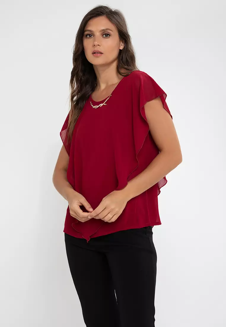 Red best sale flowy blouse