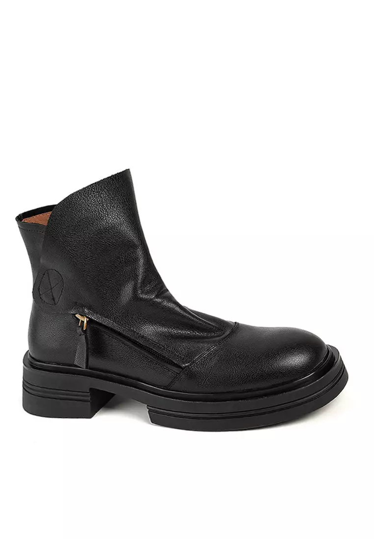Double zipper online ankle boots