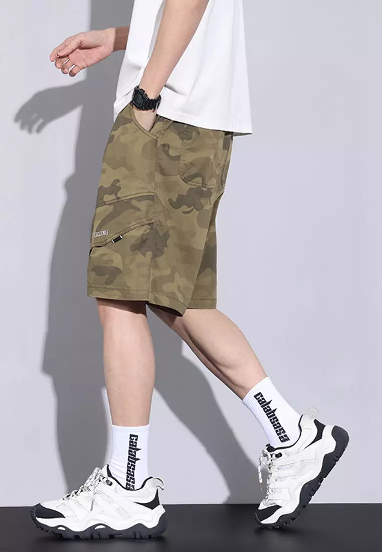 Camo Drawstring Casual Shorts