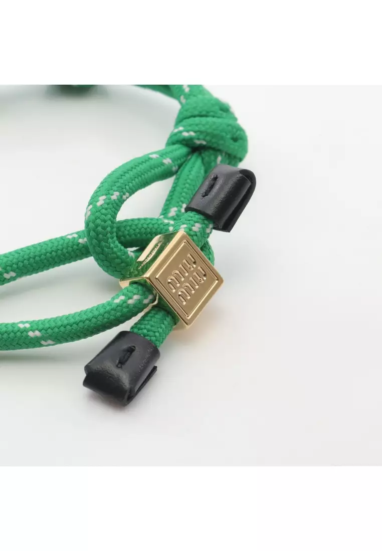Pre-Loved MIU MIU coat bracelet GP (gold plated) fabric gold green white