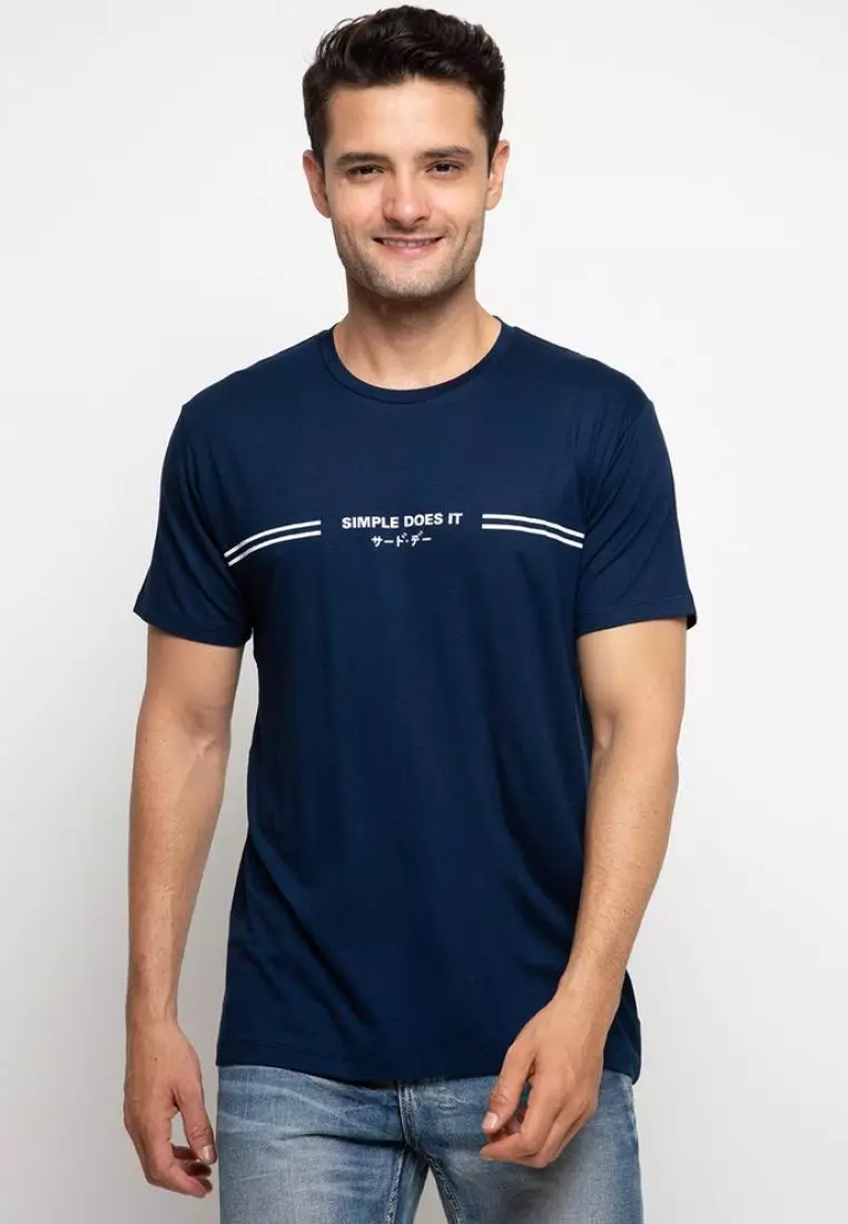 MTF87 simple does it double line navy kaos pria