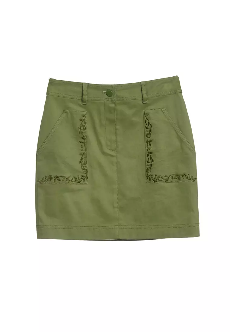 Basic Green Denim Skirt