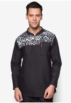 24:01 Raya Collection  Stand Collar Aztec Textured Baju Melayu