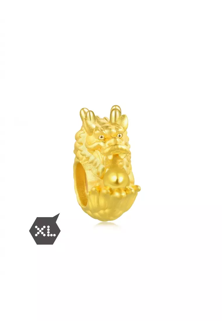 999 24K Solid Gold Culture Blessings Zodiac Dragon Charm for Men and Women 89973C (Bracelet not included)