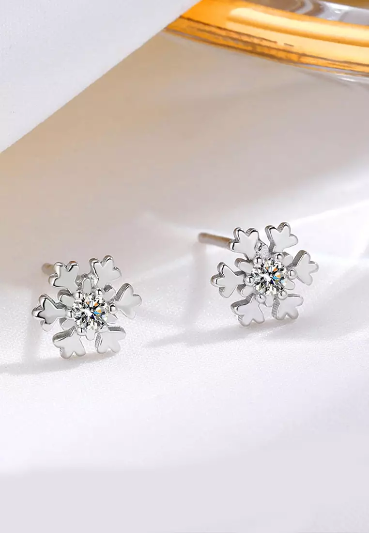 LDR6208 S925 Silver Snowflake Earrings