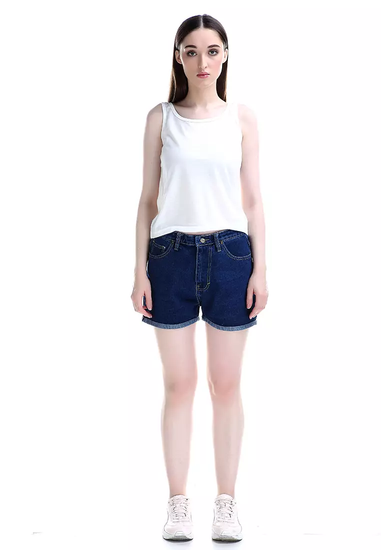 Greisy Tanktop Atasan Wanita Sleeves Design Simple Motif Solid - Putih