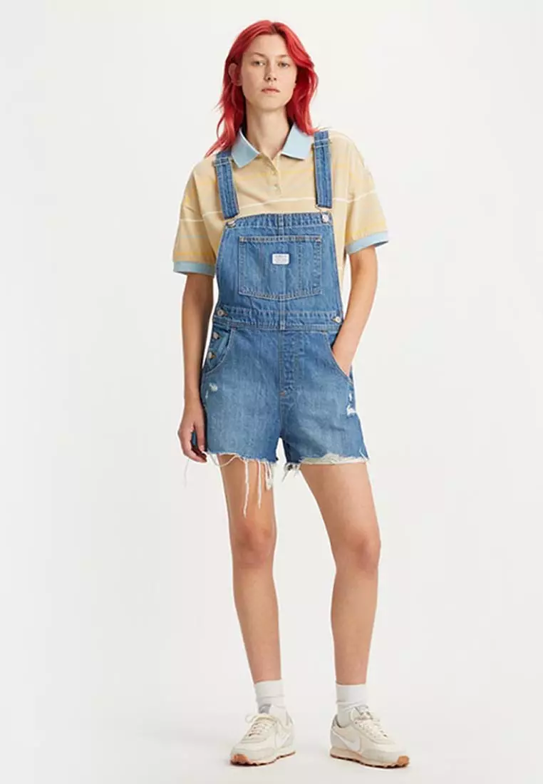 Levi dungaree shorts sales