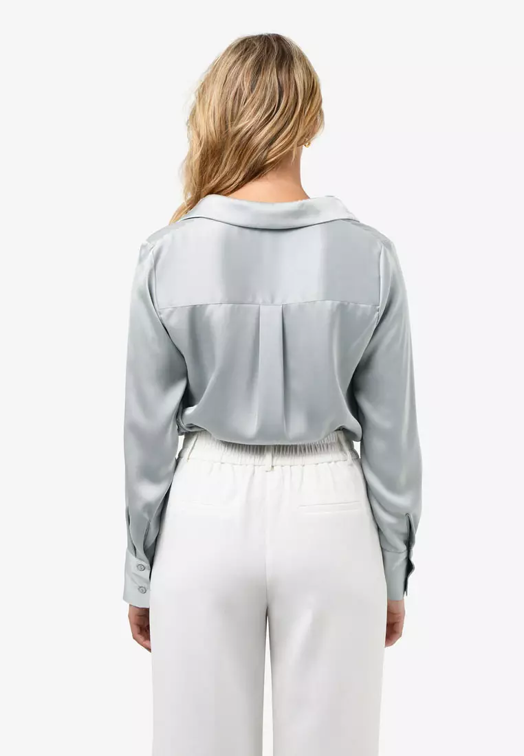 Lila V-Neck Satin Blouse