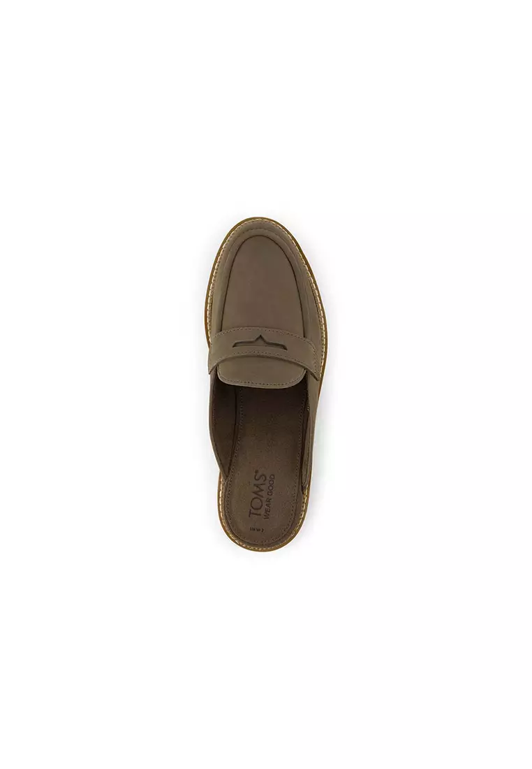 Women Cara Leather Loafer - Canteen Green Mule