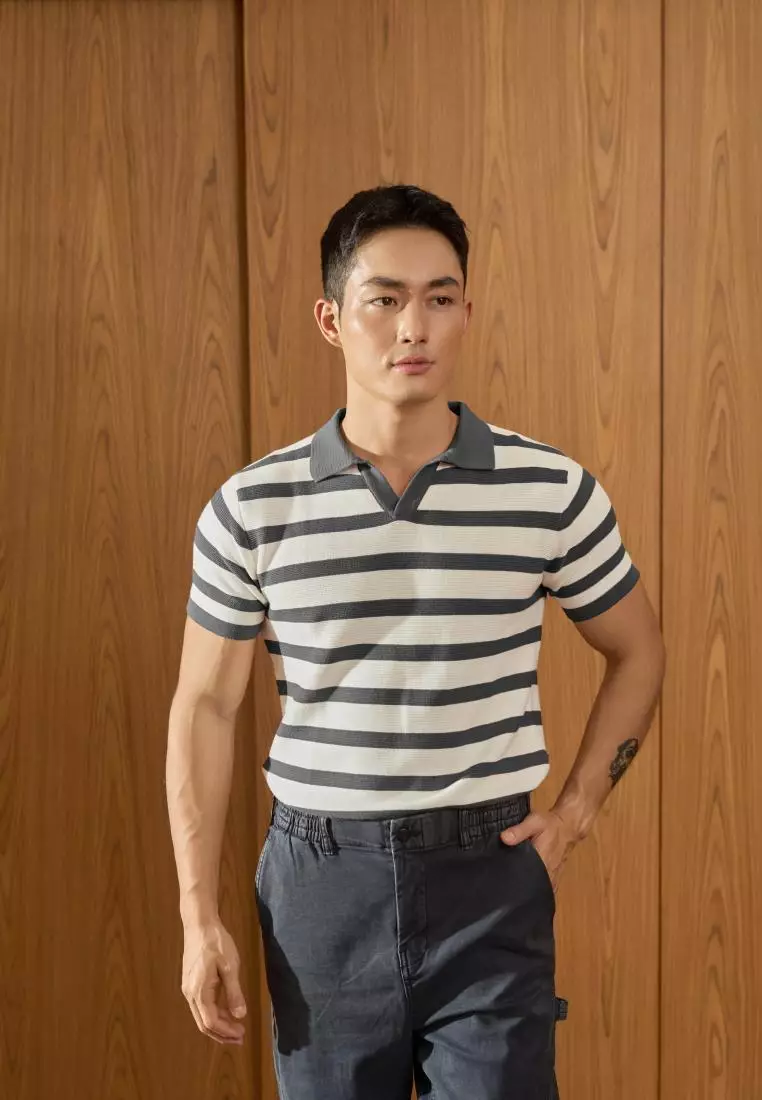 Kale Frans Dark Grey / Polo Shirt rajut premium berbahan dasar cotton wool