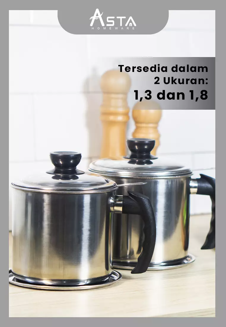 Jual Asta Homeware Asta Oil Pot 1,3 L Stainless Steel Denagn Tatakan ...