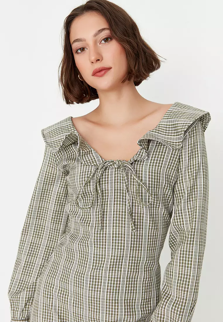 Tile Collar Detailed Dress