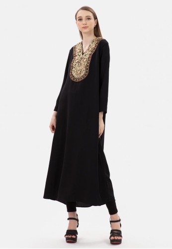 Jual The Pink Label Gold Embroidery Gamis Dress Original Zalora Indonesia