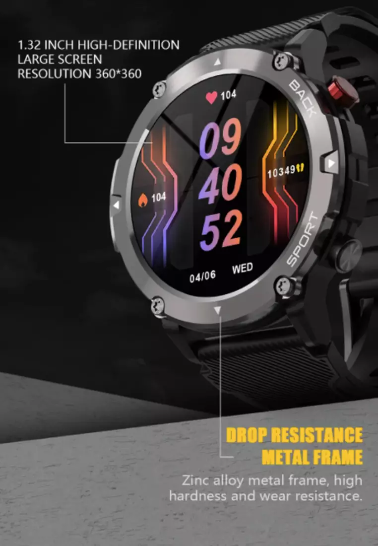 智能手表128M，OLED 360x360高分辨率屏幕，蓝牙通话，300mAh电池，IP68防水