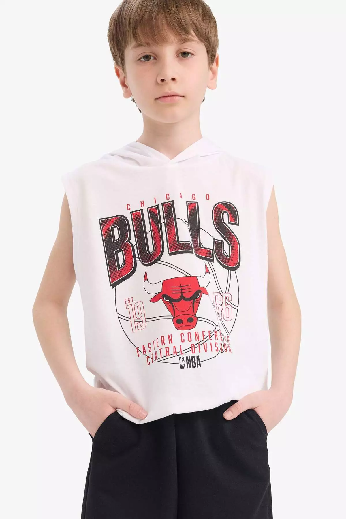 Boys Nba Chicago Bulls 2-Piece Set Hooded Sleeveless T-Shirt Elastic Waist Shorts E7104A825Hs