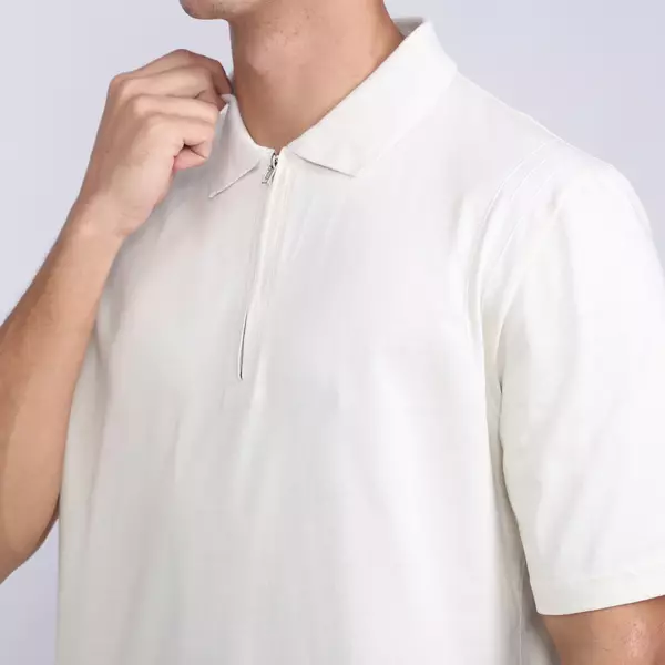 LARUSSO Archer Half Zip Polo Shirt -  Vaporous Grey