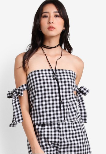 Love Off Shoulder Cropped Top with Tie Sleeves