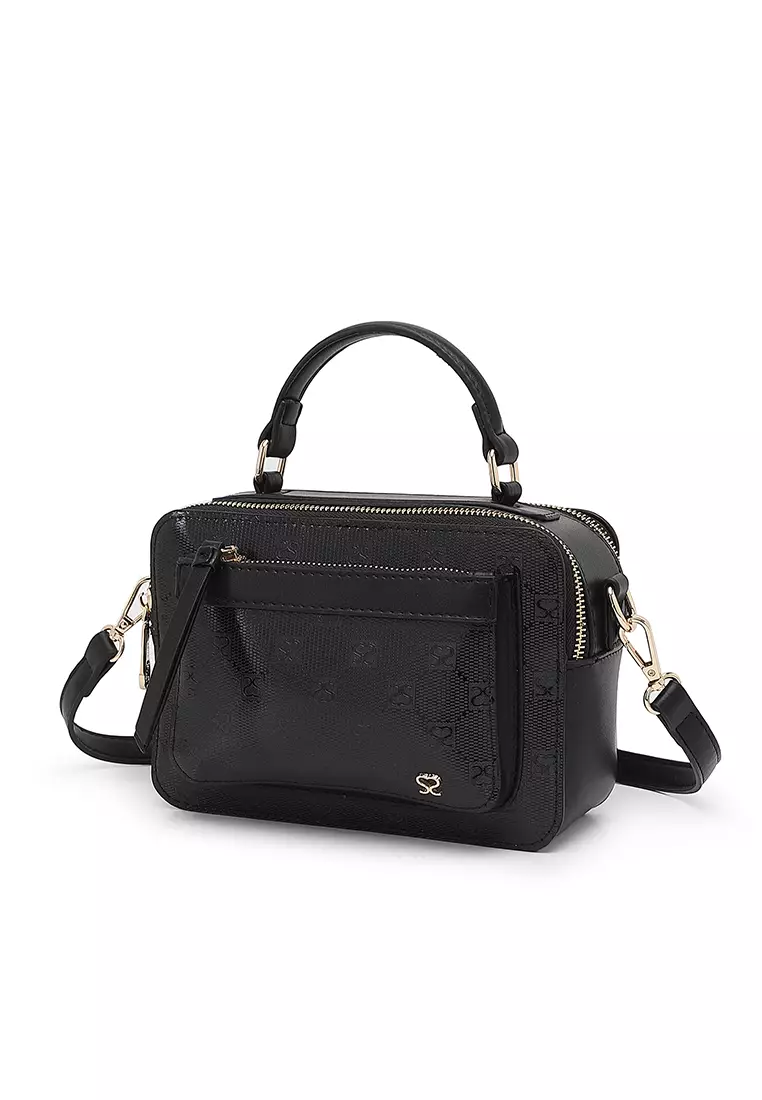 Women's Monogram Top Handle Bag / Sling Bag / Crossbody Bag (Tas Tangan / Tas Selempang) - Hitam