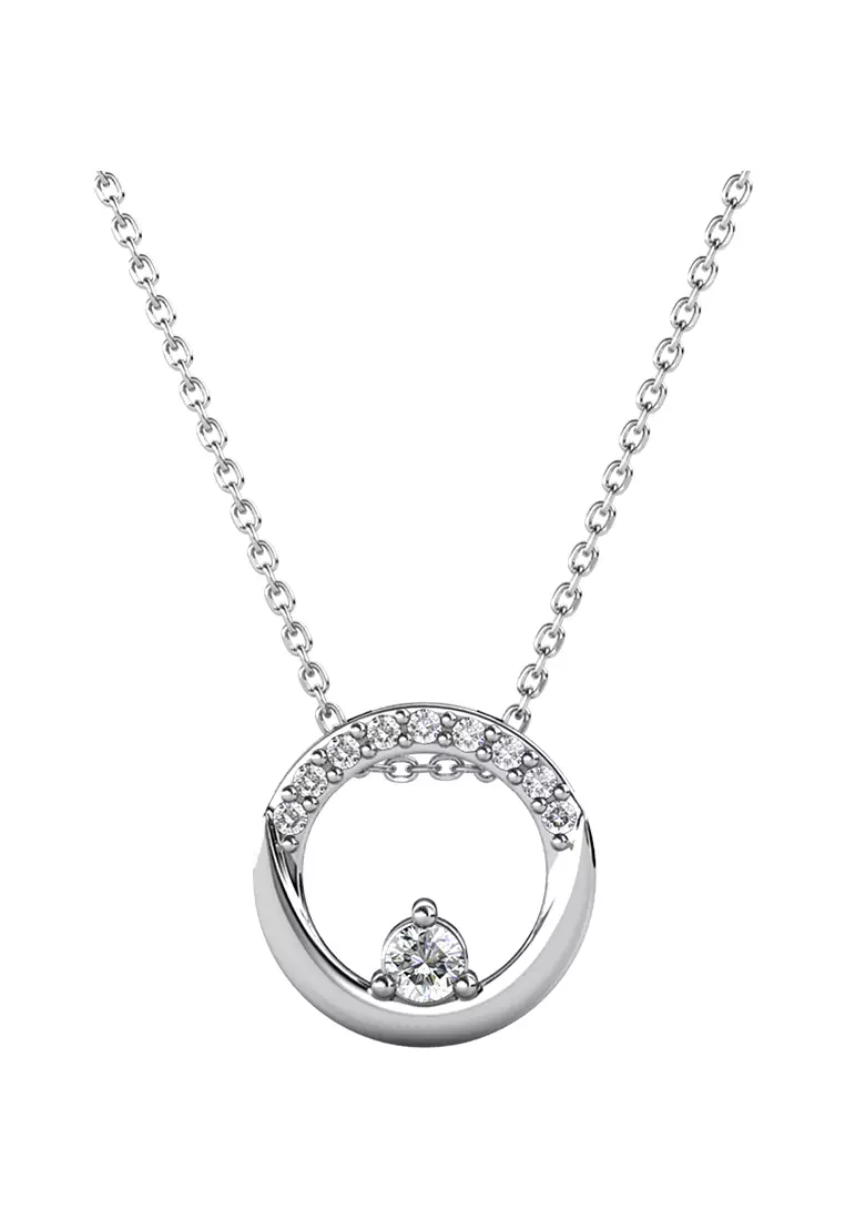Her Jewellery Clarine Pendant (White Gold) - Luxury Crystal Embellishments plated with 18K Gold