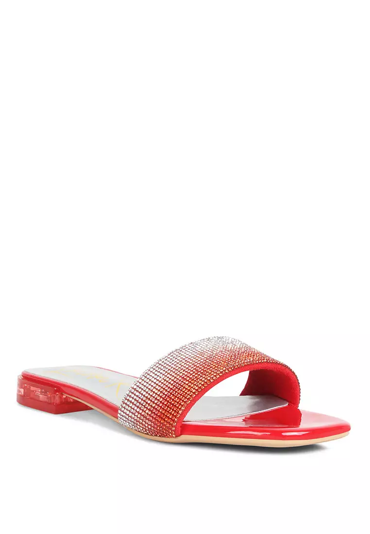 London Rag Red Rhinestone Slip On Sandals 2024 Buy London Rag