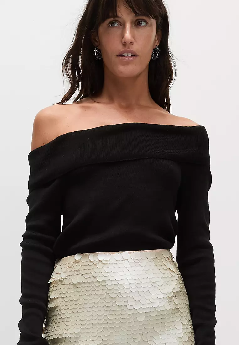 Sequin Knee Length Column Skirt