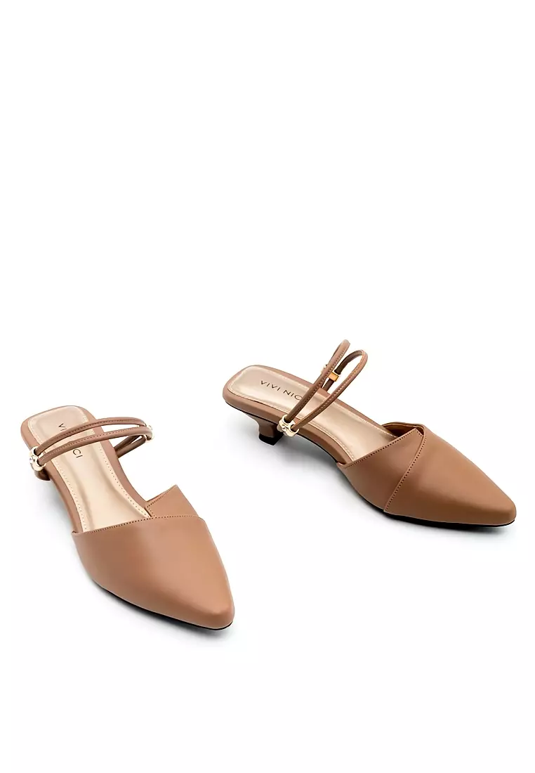 VIVI NICI - Blair Sandal Mules Hak 3 Cm Milk Coffee