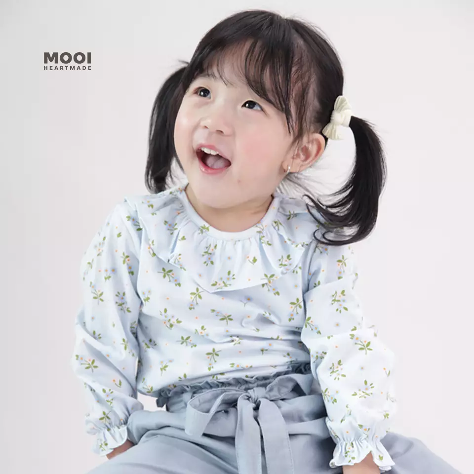 Mooi Atasan Anak Perempuan Erica Ruffle Top - Cream