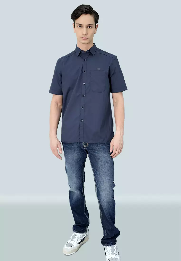 LGS - Kemeja Casual Pria Polos Warna Navy CSH.271.S2001.207.C