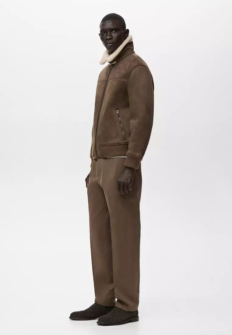 Faux-Shearling Suede Jacket