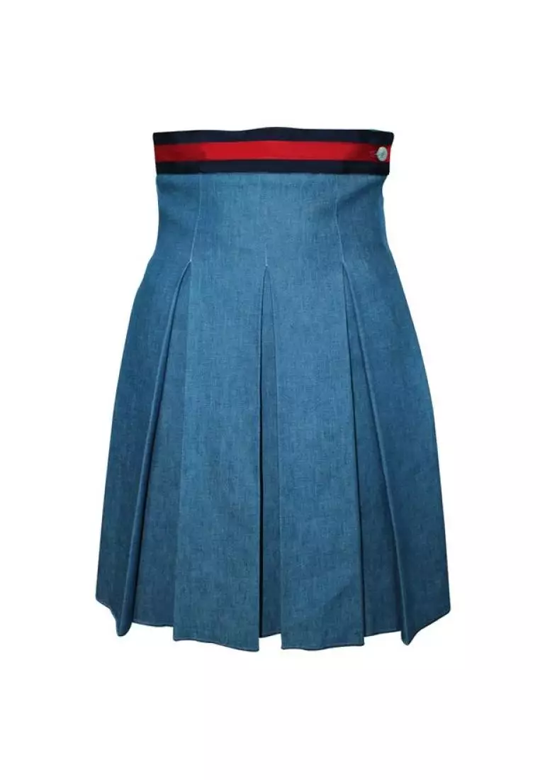 Gucci navy pleated skirt sales
