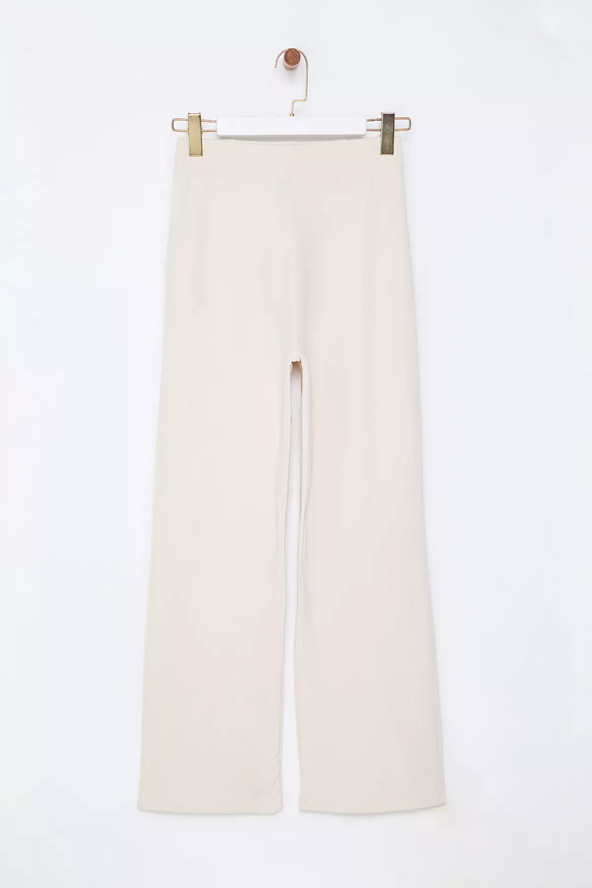 Ecru Warm Winter Diver/Scuba Fabric Knitted Sports Sweatpants With Raised Inside