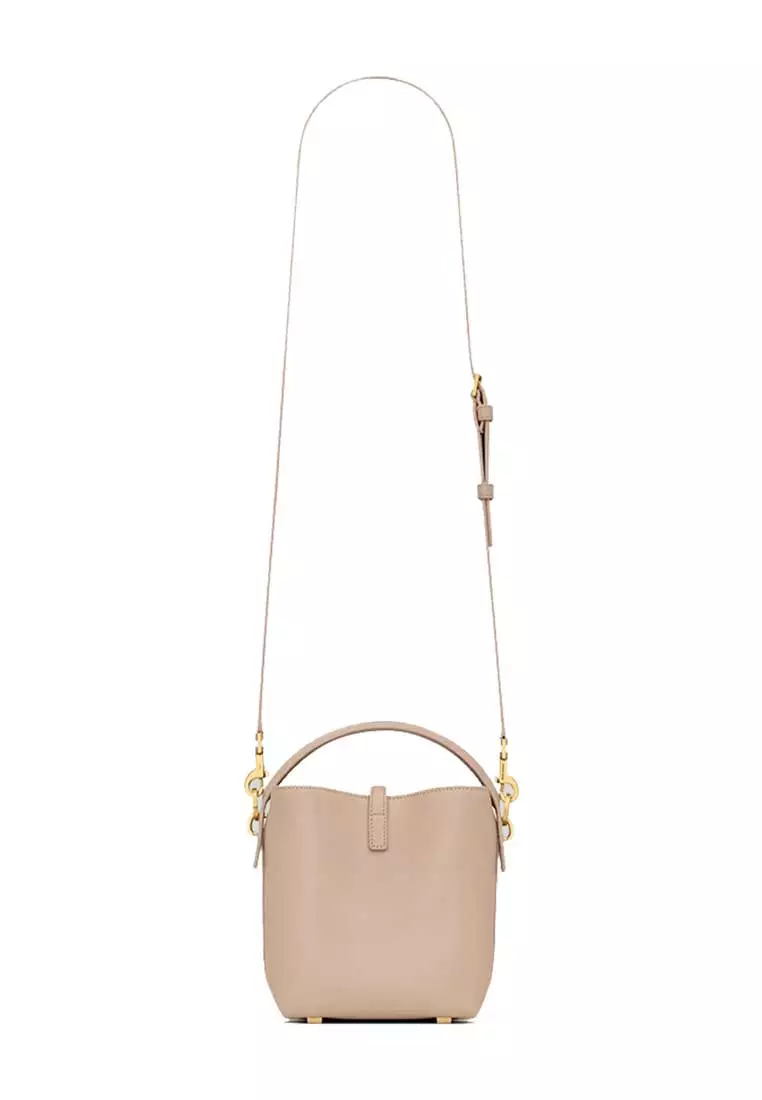 YSL LE 37 Mini Bucket Bag In Shiny Leather Dark Beige 7658702R20W2