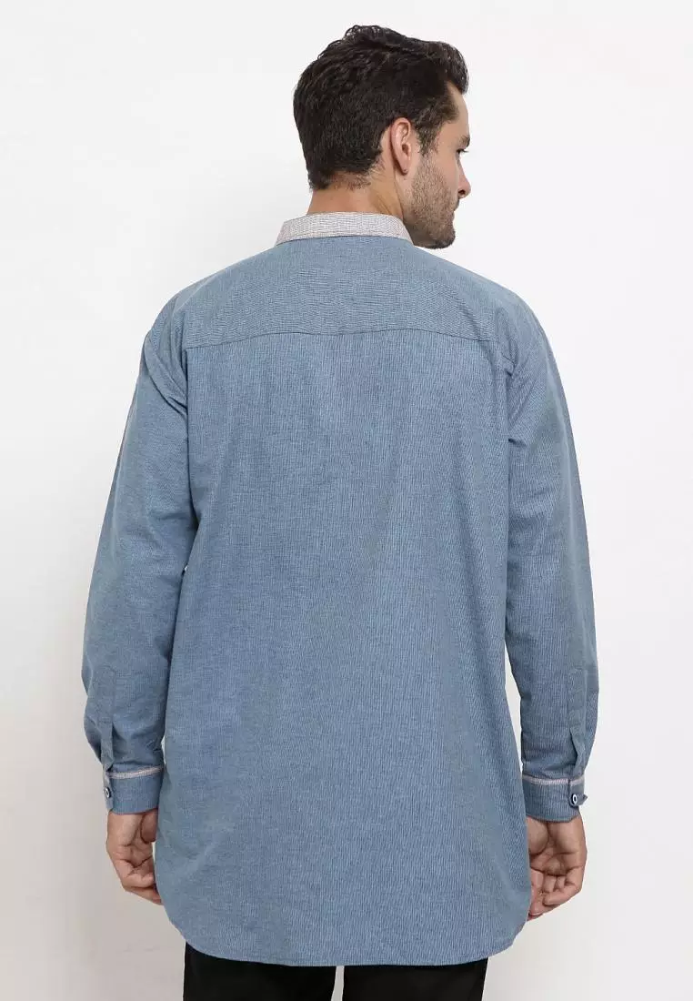 Zayidan Baju Koko Gamis Muslim Pria Rifai - Biru