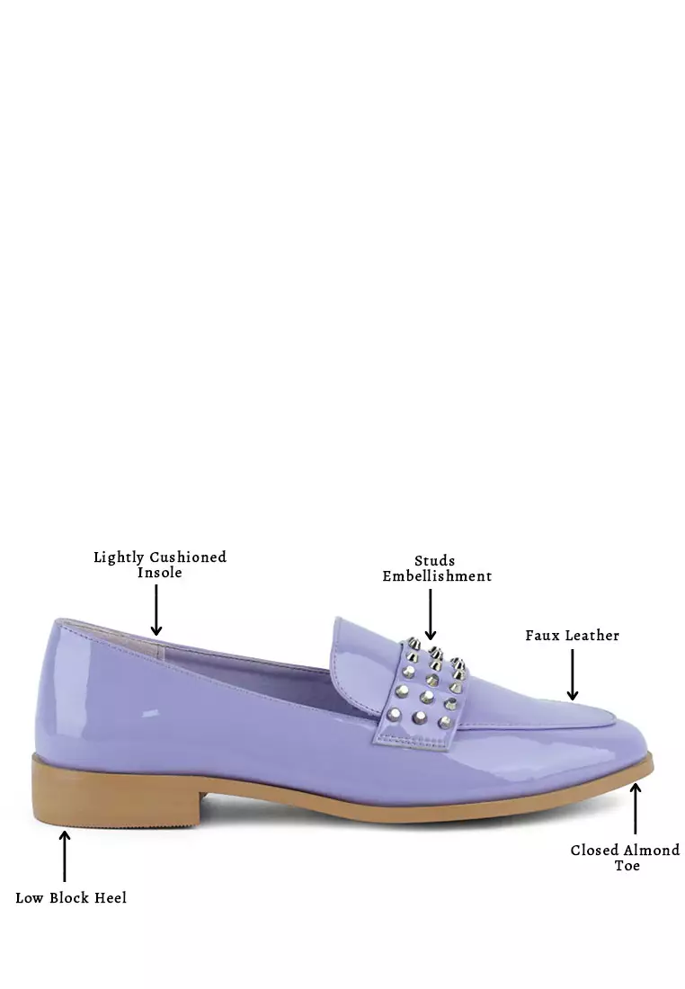 Buy Rag CO. Lilac Stud Detail Patent Loafers 2024 Online