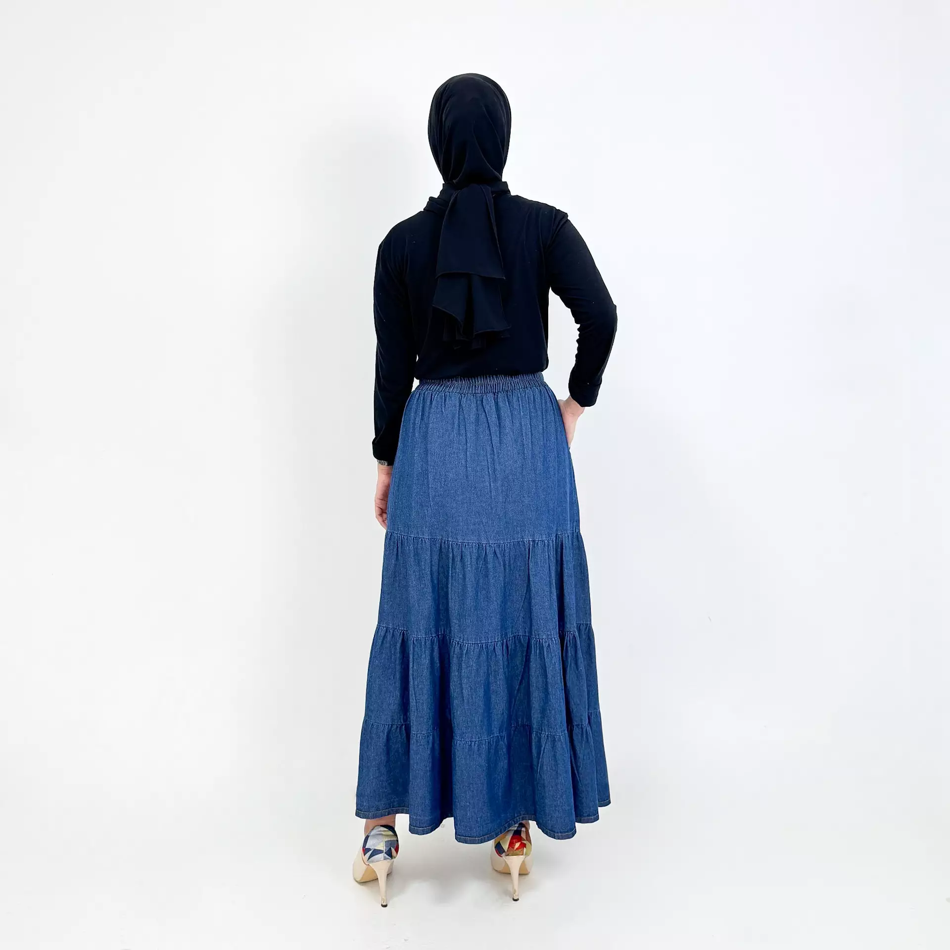 Evy Rok Panjang Denim Wanita [BIRU TUA]