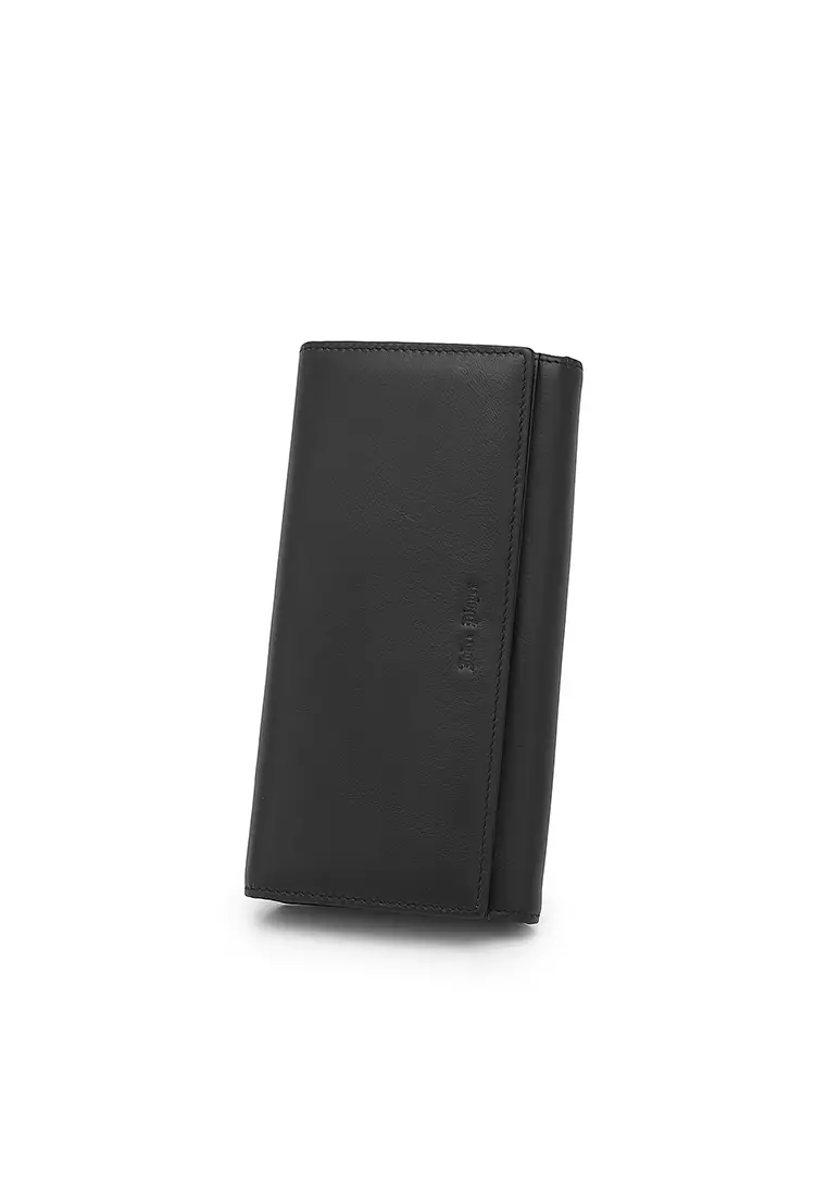 Unisex Genuine Leather RFID Blocking Wallet - Black