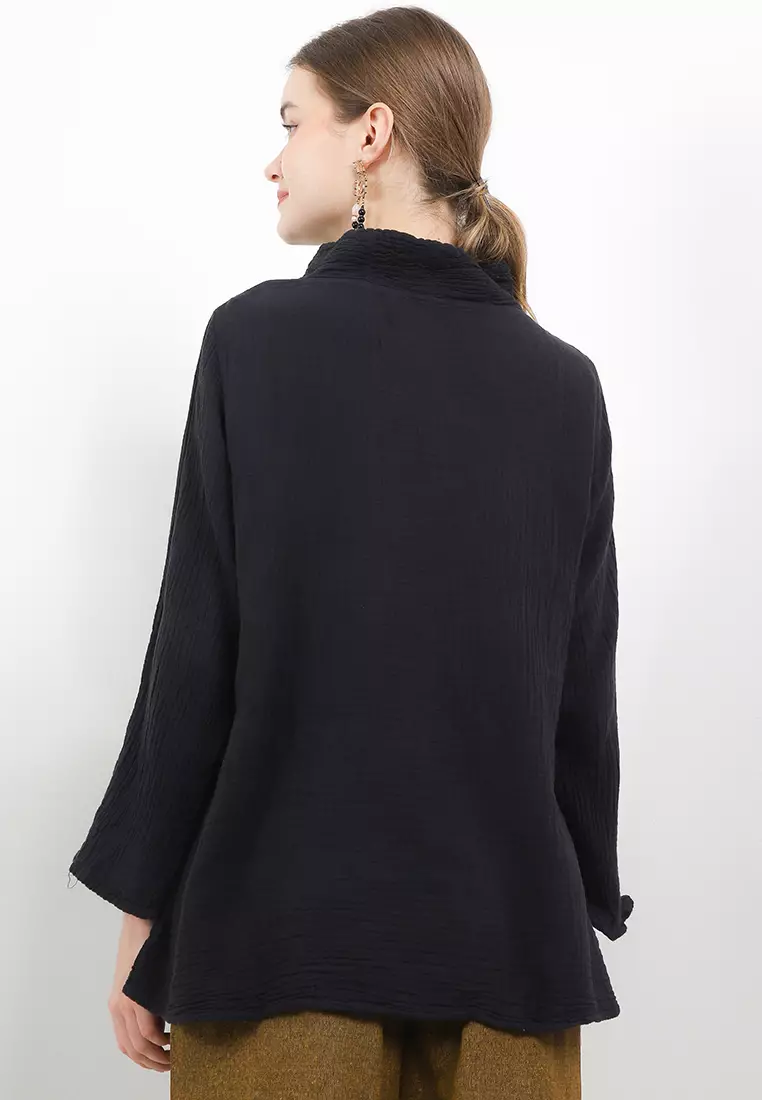 Blouse Loose A-Line 1RightPocket C&S Long/Sleeve