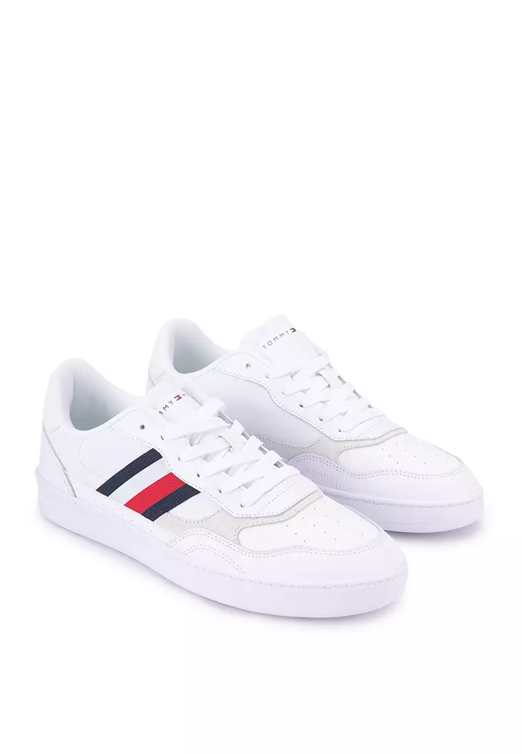 Tommy hilfiger store perforated leather trainers