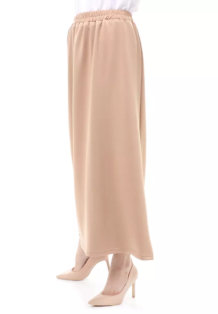 Rok Panjang Muslimah Polos Bawahan Wanita Regular Fit All Size - Mocca