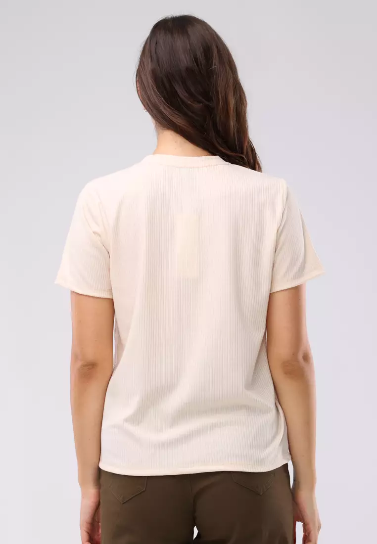 Special Ribbing Plain Knits Short Sleeves Blouse