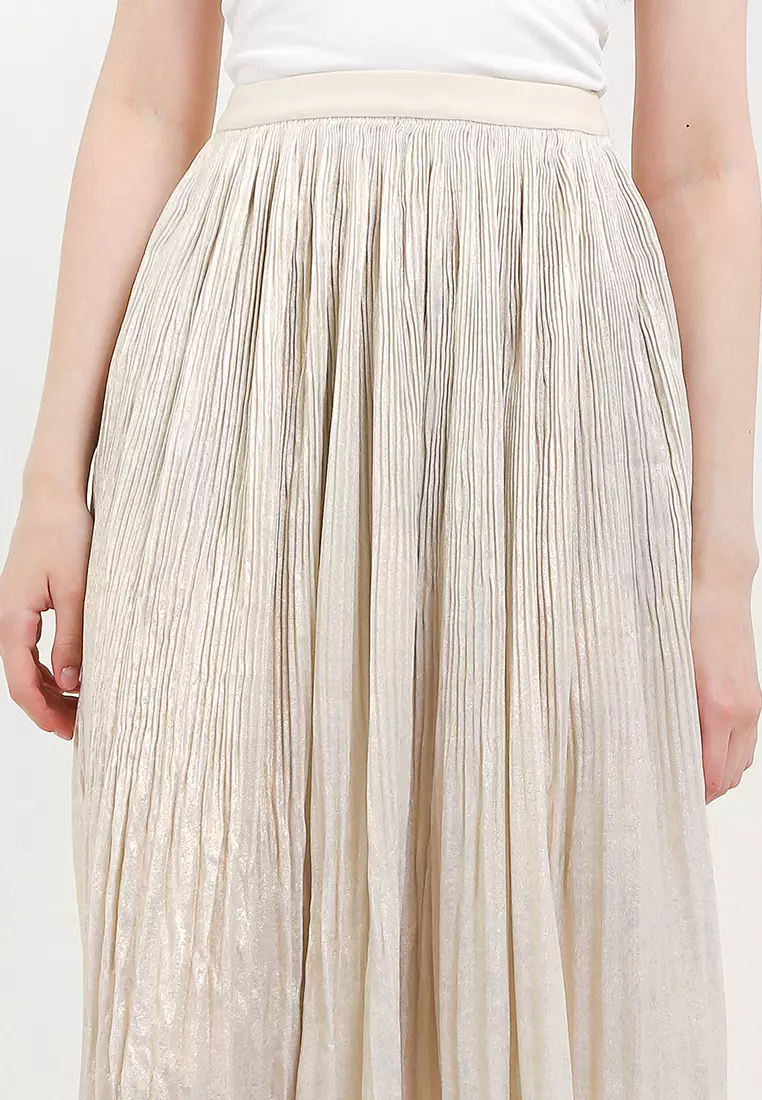 Pleated Metallic Skirt