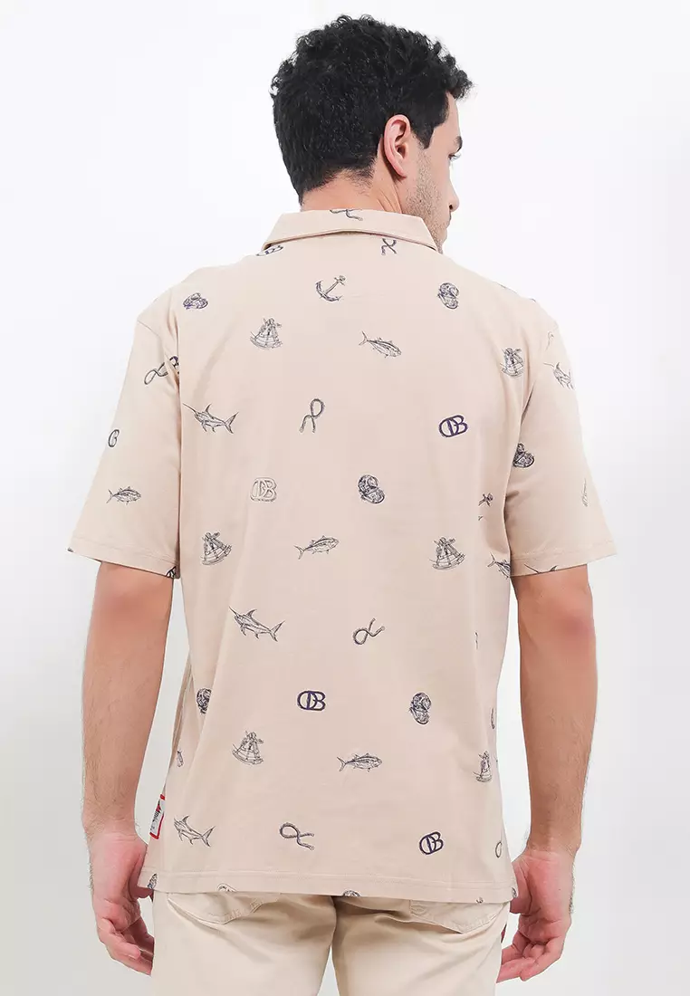 Anchor Nautical Pattern Polo Shirt