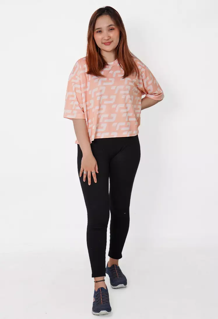 LSB38 baju olahraga wanita crop top oversize big size dry fit gym aerobic zumba poundfit senam peach