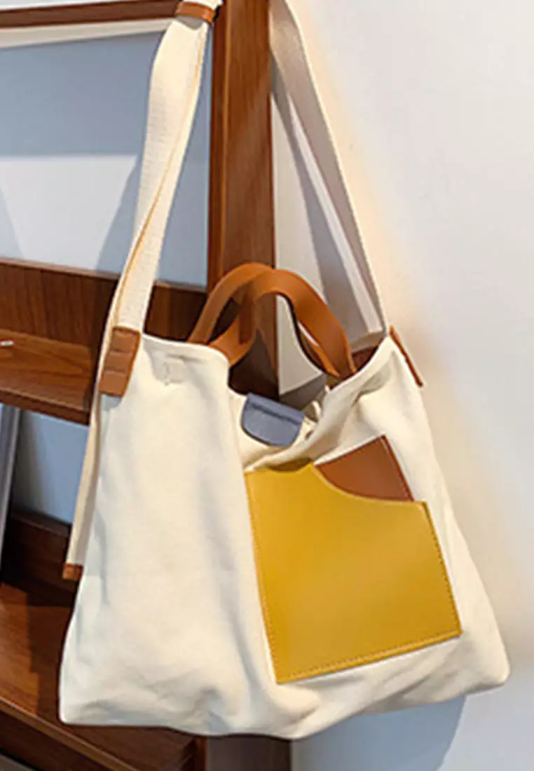 Versatile Casual Patchwork Canvas Diagonal Bag CA22021624W