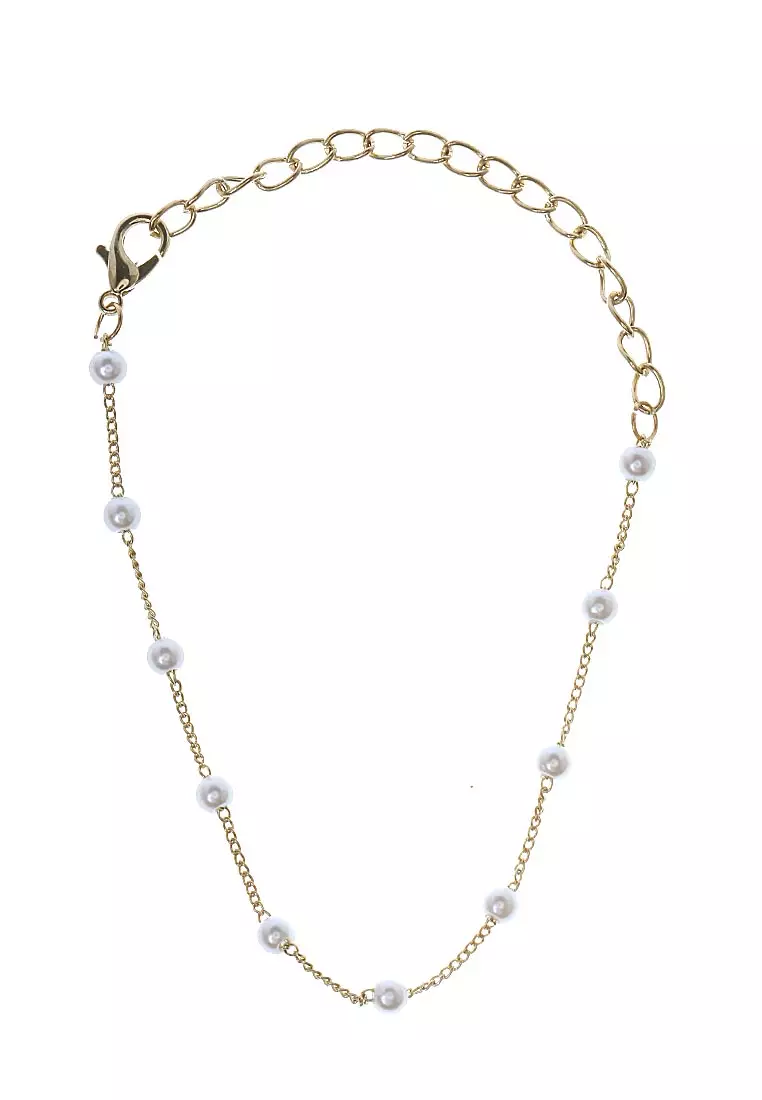 Gelang Set Mutiara Coin Pendant Aksesoris Wanita Premium Quality - Emas