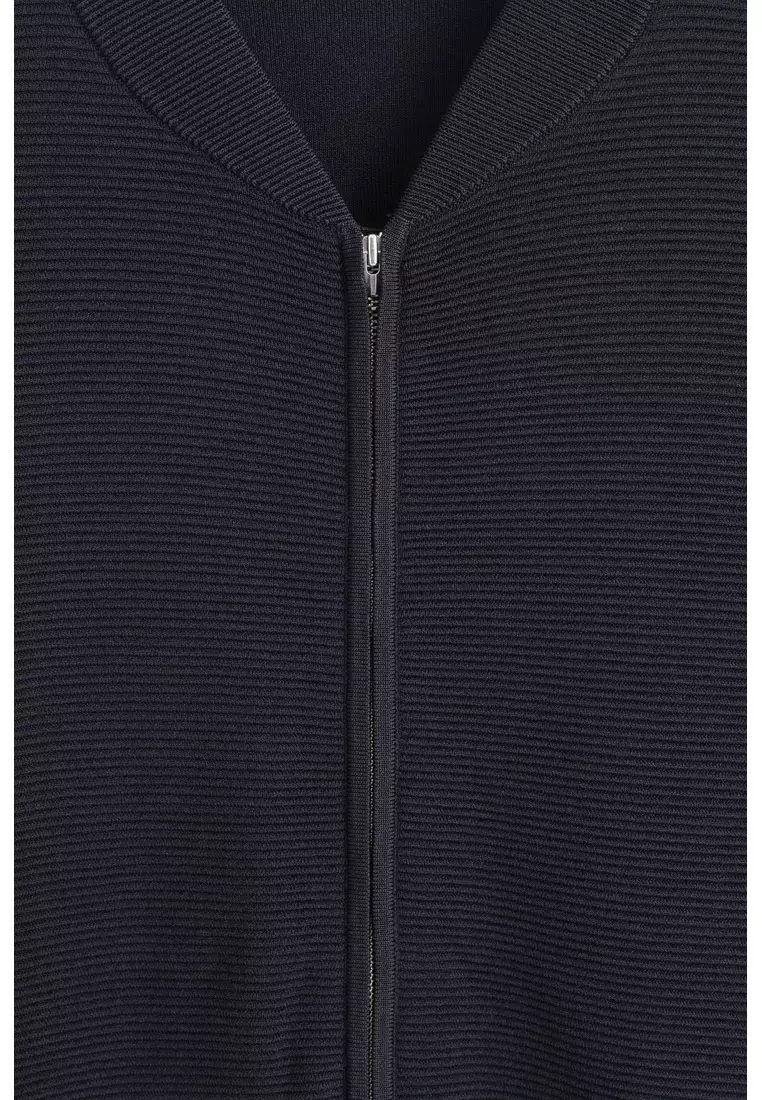 TEXTURED KNITTED BOMBER JACKET