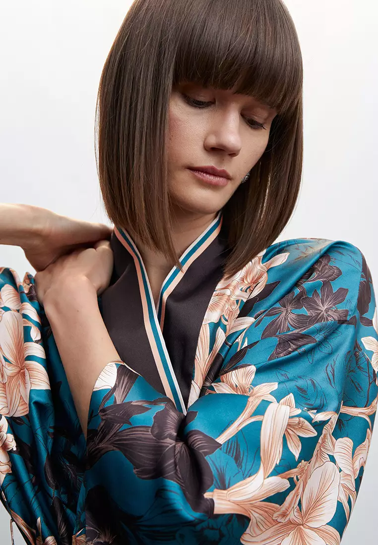 Buy Mango Floral Kimono With Bow Closure 2025 Online ZALORA