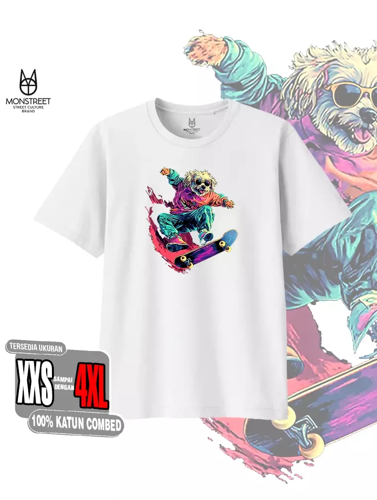Monstreet Kaos Katun Combed 24S Grafis Reguler Fit Putih Tshirt UTR119 Cotton Combed 24S Graphic Tshirt Regular Fit White Tshirt
