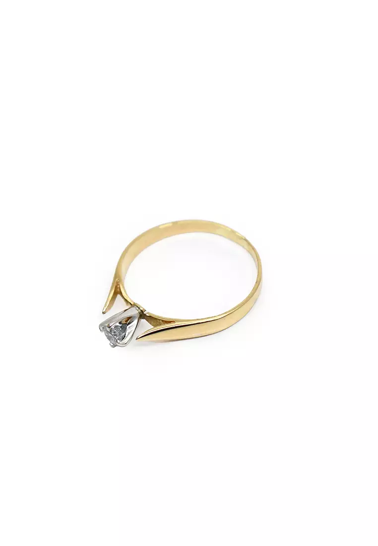 14K Italian Made Bicolor Gold Lady Ring with Diamonds